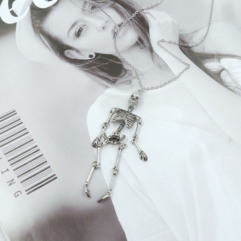 Wholesale Gothic Skeleton Skeleton Pendant Mesh Skirt Alloy Necklace